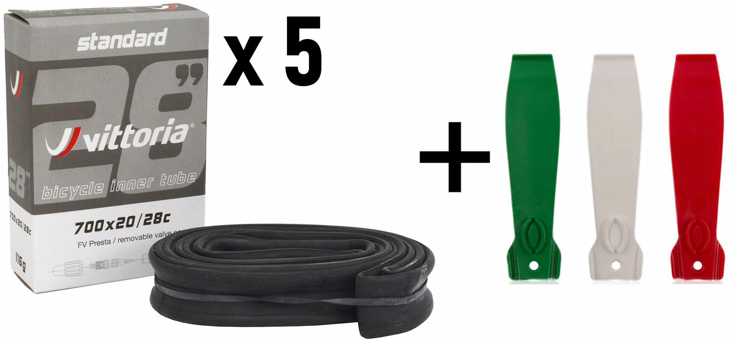Vittoria Standard 60mm SV 5er Set + Démonte-pneu (3 Pièces) 1 Vittoria Standard 60mm SV 5er Set + Démonte-pneu (3 Pièces)
